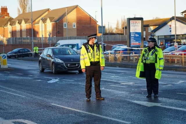 The scene on Barnsley Road after Mr Brooke was killed by a VW Caddy van. (pic by National World) 