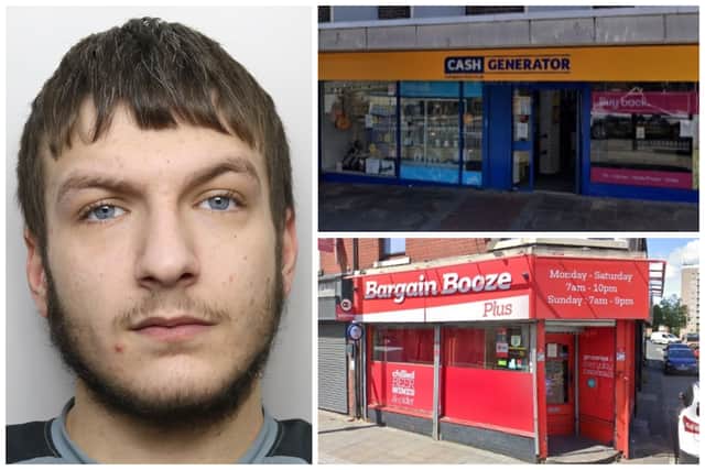 Whinn-Robinson tried to sell Playstation games at Cash Generator that he stole during a house burglary, and used a bank card at Bargain Booze that he had taken in a previous break-in. (pics by WYP / Google Maps)