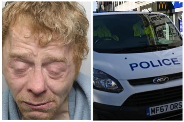 Squire urinated in the back of the police van after his arrest. (pics by WYP / Getty)