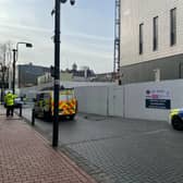 A scene has been put in place in Leeds city centre after a man was found dead at a construction site. Picture by Yorkshire Evening Post