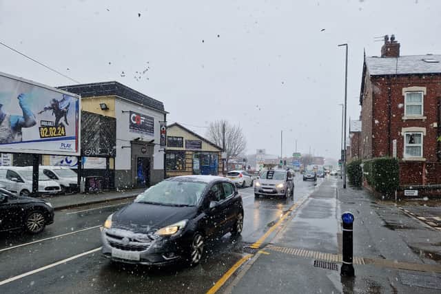 Snow fell over Leeds yesterday causing some disruption.