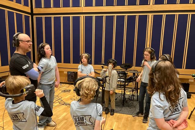 The song was professionally recorded by the children at LS18 Rocks at the Leeds Beckett School of Arts music studio. Picture by LS18 Rocks