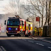 Firefighters battled the huge blaze at the Church Hall building, which stands opposite St Bartholomew's Church on Wesley Street, Armley.