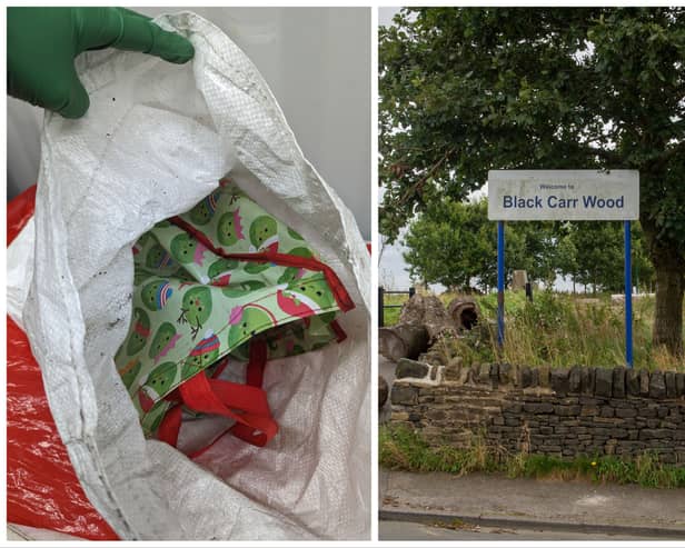 The kitten was left discarded in a white sandbag in Black Carr Woods in Pudsey.