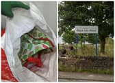 The kitten was left discarded in a white sandbag in Black Carr Woods in Pudsey.