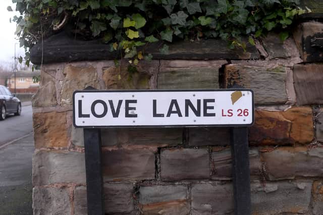 Love Lane, in the quaint market town of Rothwell, could be one of the most romantic streets in Leeds. Photo: Simon Hulme.