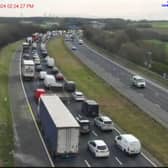 Traffic has built up on the southbound carriageway