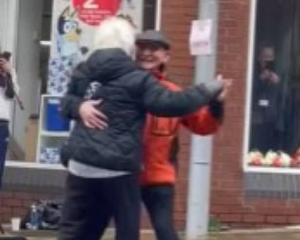 The clip of the couple dancing in Leeds city centre has been viewed hundreds of thousands of times