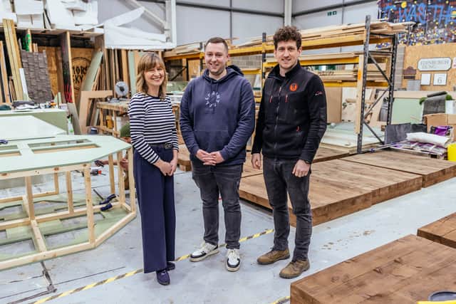 LeedsBID and Welcome to Leeds are bringing Leodis Space Agency, a spectacular set of installations based on space and the solar system, to Briggate. Pictured are Norse Sky who are building the sets. Photo: LeedsBID/Welcome to Leeds