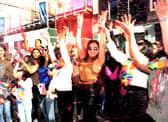 Dancers gathered on Briggate for a surprise flash mob organised by renowned Bollywood instructor Chiragi, centre.