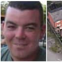 Ryan Ellwood after being stabbed to death in his own home. His wfie LIsa is standing trial for his murder. (pics by WYP / Google Maps)