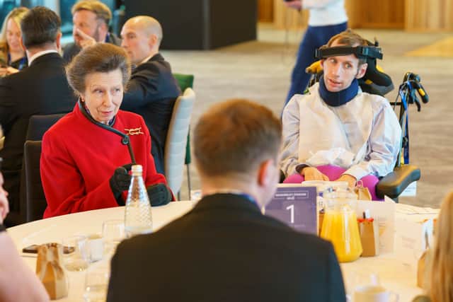 Princess Anne enjoyed afternoon tea with Rob Burrow and some of the many fundraisers inspired by his journey. Photo: Dominic Lipinski/Getty Images.
