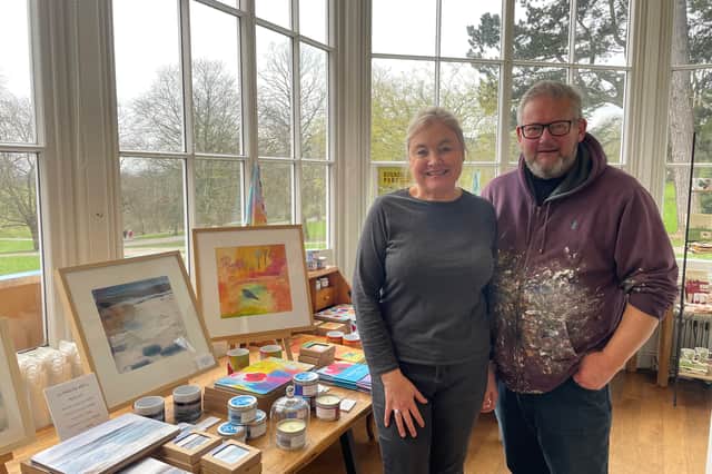 Catriona Moore, with husband and artist David Lyon, at the Art Roundhay Park gallery. Photo: National World.