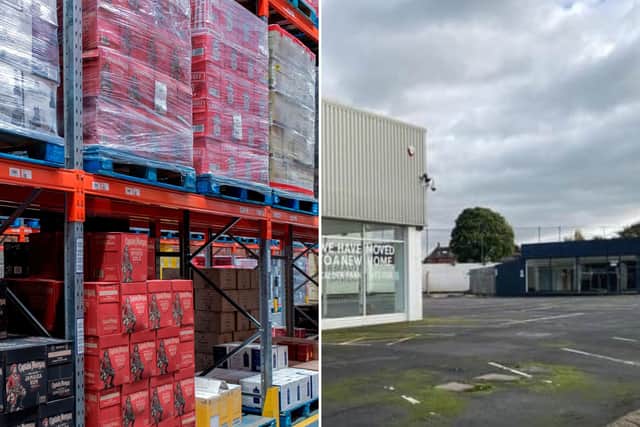 Plans have been approved to open a new alcohol sales warehouse at the former car dealership in Barnsley Road, Sandal, Wakefield. Pictured left, a stock image showing inside an alcohol sales warehouse.