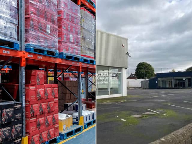Plans have been approved to open a new alcohol sales warehouse at the former car dealership in Barnsley Road, Sandal, Wakefield. Pictured left, a stock image showing inside an alcohol sales warehouse.
