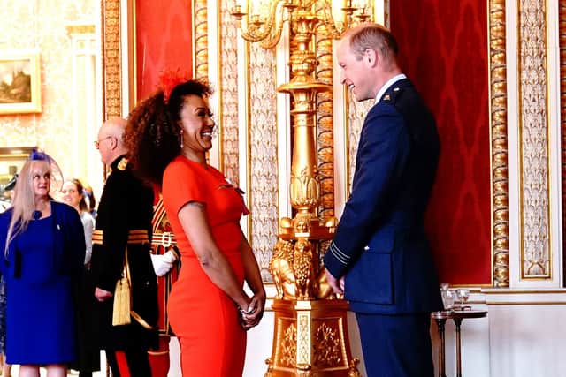 Mel B was made MBE (Member of the Order of the British Empire) by the Duke of Cambridge during an investiture ceremony at Buckingham Palace in 2022 (Photo by Yui Mok/PA Wire)