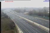 M62 eastbound in Leeds remains completely shut. Picture: Motorway Cameras