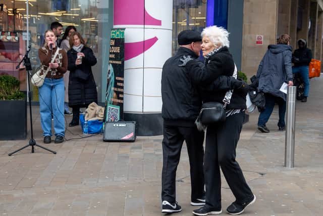The buskers in Leeds city centre are always delighted to see Alan and Carol approcahing