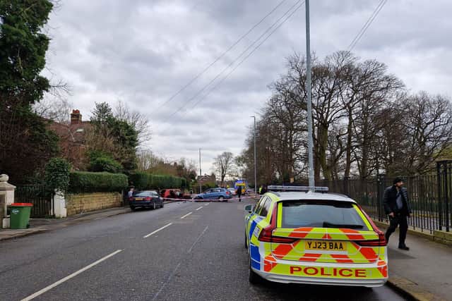 Police closed Harehills Lane in Chapel Allerton after a crash involving two cars. Photo: National World.