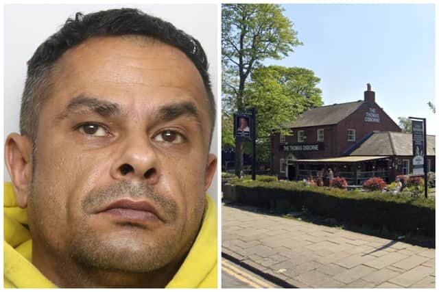 Walton sunk his teeth into the man's ear outside the Thomas Osborn pub in Roundhay. (pics by WYP / Google Maps)