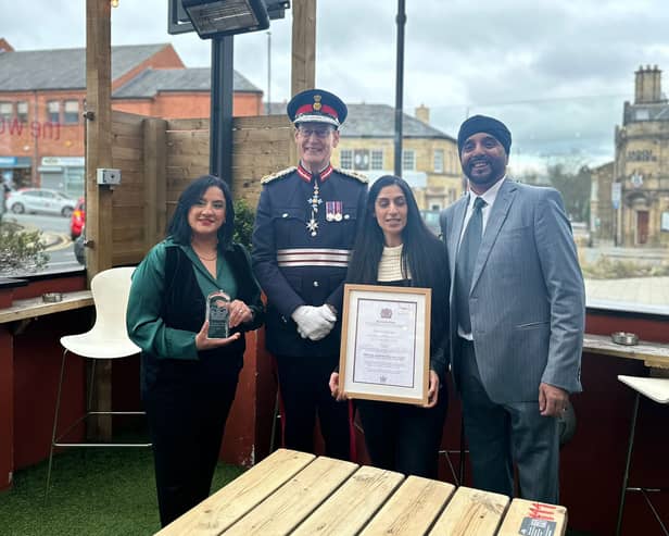 From left, Tina Suryavansi, Lord Lieutenant Ed Anderson, charity supporter Indie Sehra and Aky Suryavansi.