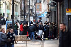 Shoppers pictured queueing outside Harvey Nichols on Briggate, in Leeds city centre, in 2017. Picture: Jonathan Gawthorpe