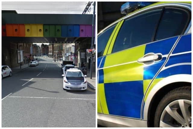 Heatley took police on a 10-minute chase around Leeds city centre before smashing into two taxis. (pics by Google Maps / National World)