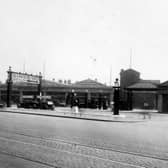 Appleyard of Leeds Ltd. at the junction of North Street with Sheepscar Street South. Shows car showroom, garage and petrol pumps in May 1929. The company was started by John Ernest Appleyard who opened his first business on Park Row in 1919. The North Street garage opened in October 1927.