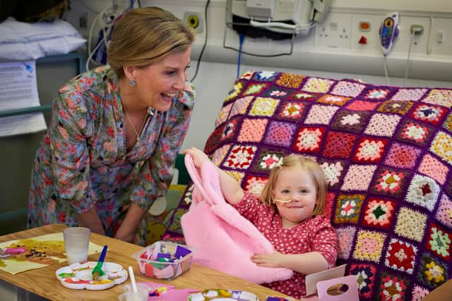 The Duchess meets two-year-old Astrid, who is recovering from Guillain-Barré Syndrome. Photo: Leeds Teaching Hospitals NHS Trust.