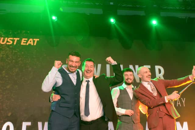 The team behind Sqew at the British Kebab Awards 2024. From left, Mitch Renshaw, Craig Bell, Jake Caterall and Sammy Clinton. Photo: Sqew