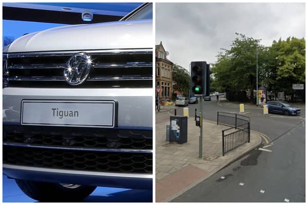 Jordan was spotted driving the stolen VW Tiguan on Hyde Park Road and Woodsley Road. (pics by Getty / Google Maps)