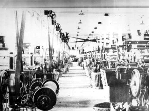 c.1940s View of the first floor at Armley Mills showing the looms.