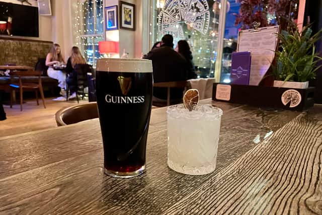 A perfectly poured Guinness and a coconut Margarita described as nothing short of perfect. Picture by YEP