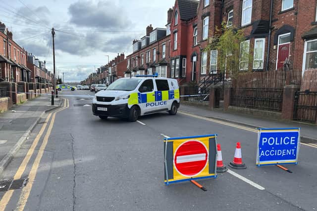 Police on Tempest Road, Beeston, on Sunday evening (Photo by Steve Riding)