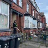 Police guard a property in Tempest Road, Beeston, where a woman's body was found. A man has been arrested on suspicion of murder. (Photo by Steve Riding)