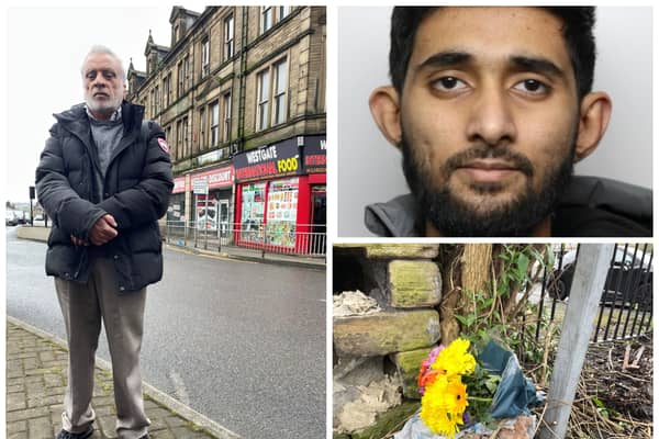 Geo Khan (left) recalled his shock at what he witnessed on Saturday afternoon in Bradford as police continued to search for Habibur Masum, 25, in connection with the fatal stabbing