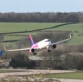 Hair-raising footage shows plane abort landing at Leeds Bradford Airport during Storm Kathleen.