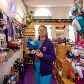 Melissa Blackwood, owner of Roller Girl Gang, inside her retail shop in the Corn Exchange. Photo: James Hardisty 