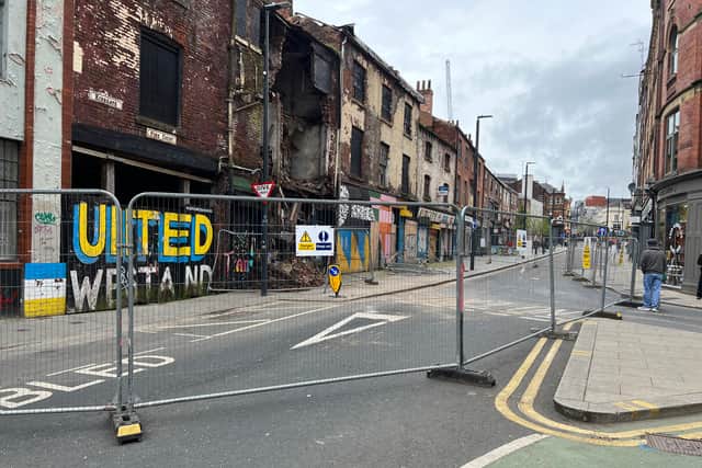 The area around the building remained cordoned off over the weekend. Photo: Steve Riding.