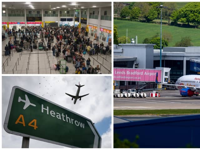 Here are the 15 worst airports in the UK for flight delays and where Leeds Bradford Airport ranks. Pictures: Getty Images/National World