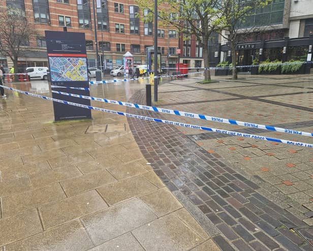 A police scene was put in place in Leeds city centre as a search for the victim was launched. Photo: National World.