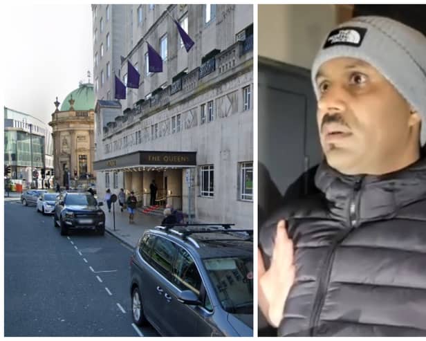 Sarwar tried to meet a young girl and was planning to take her to the Queen's Hotel next to Leeds Railway Station (pics by Google Maps / Predator Exposure)
