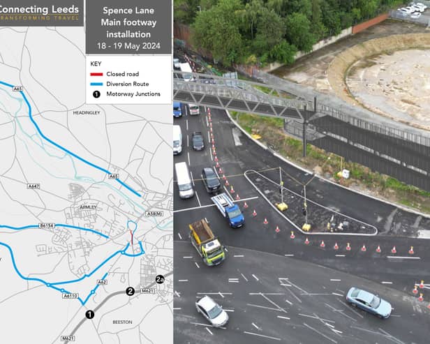 The next stage of work on Armley Gyratory in Leeds will take place from Monday May 13 and is planned to end by 10am on Sunday May 19, as the new Spence Lane footbridge is installed (Photo by Leeds City Council)