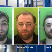 Callum Groves, Joshua Woods, and Jack Weston charged a convenience store and threatened a shopkeeper. 