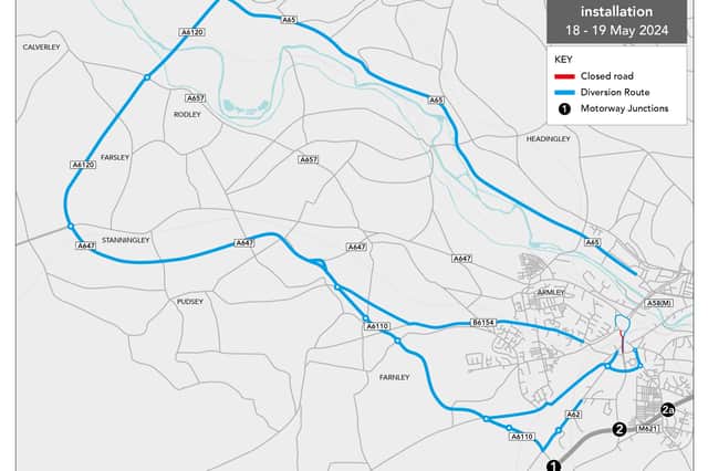 The 13-mile diversion route from May 18-19 (Photo by Leeds City Council)
