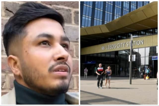 Sablu (pictured) was confronted by Predator Exposure after he tried to meet a 12-year-old girl at Leeds Railway Station (pics by Predator Exposure / Google Maps)