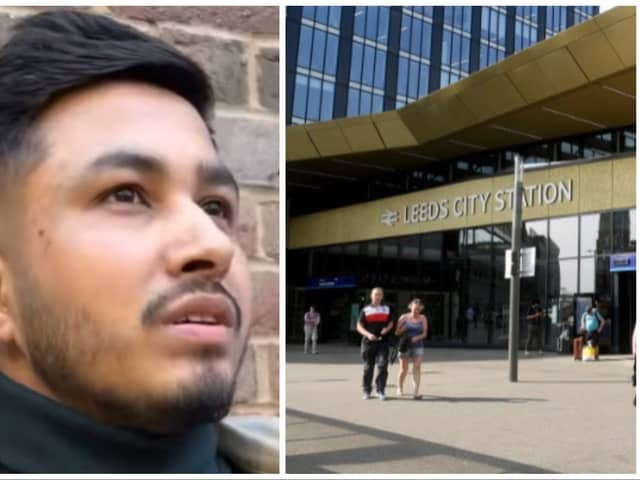 Sablu (pictured) was confronted by Predator Exposure after he tried to meet a 12-year-old girl at Leeds Railway Station (pics by Predator Exposure / Google Maps)