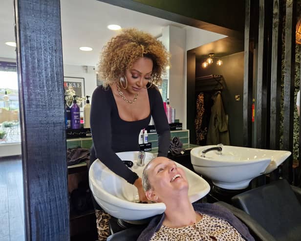 Mel B treated three lucky fans and their loved ones to complimentary hair treatments in Leeds (Photo by National World)