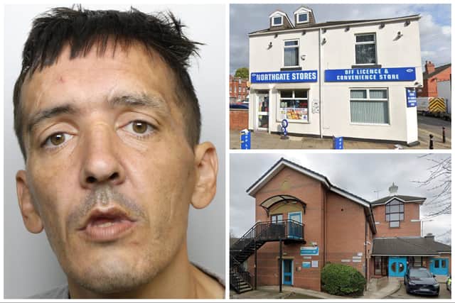 Sykes (pictured) is banned from entering Northgate Stores and Marshway House. (pics by WYP / Google Maps)
