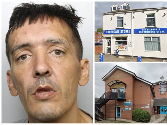 Sykes (pictured) is banned from entering Northgate Stores and Marshway House. (pics by WYP / Google Maps)